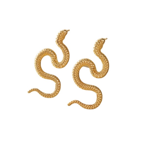 Gold snake earrings - Picture 4 of 6